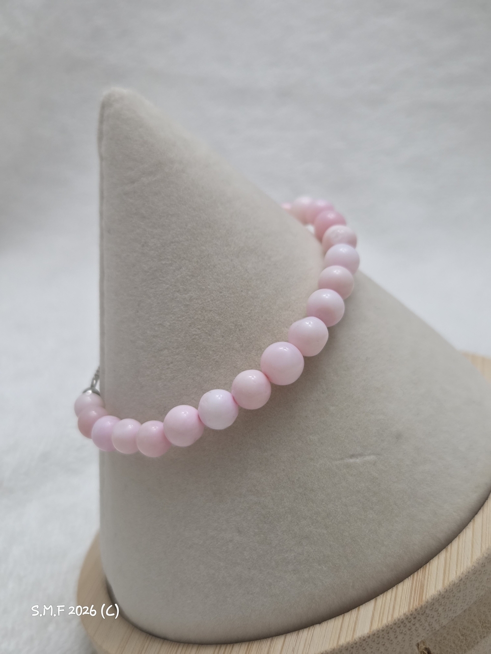 Enhanced Pink Opal Bolo Bracelet in Sterling Silver